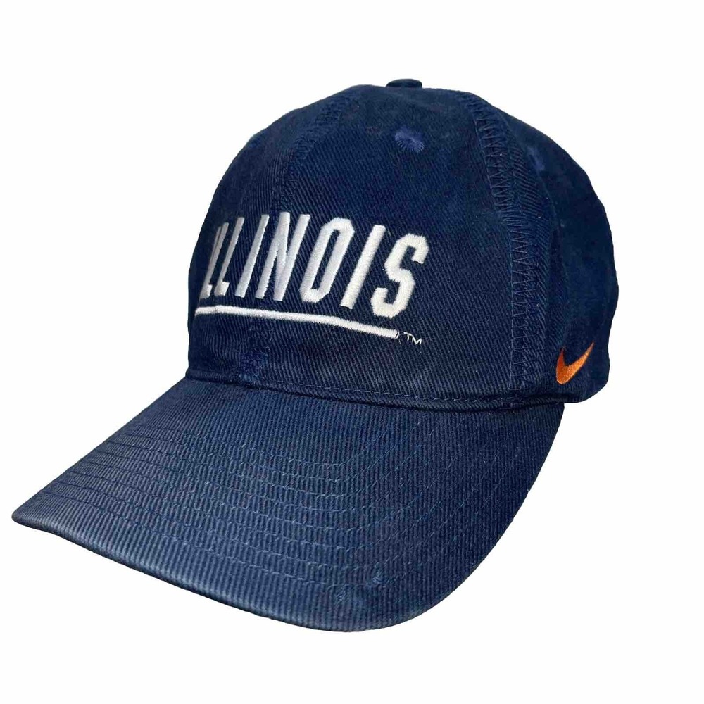 Nike Hat University of Illinois Fighting Illini Blue Strapback Cap 90s Vintage